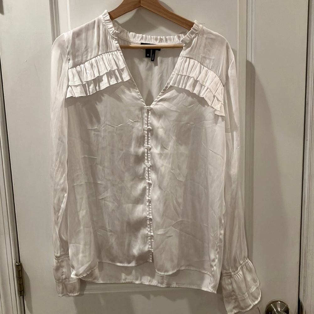 Paige Anguilla White Ruffled Blouse Medium